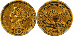 1847-D Liberty Head Quarter Eagle. Winter 9-N, the only known dies. EF-45 (NGC). CAC.
A second premium Choice EF 1847-D $2.50 from this remarkable So...