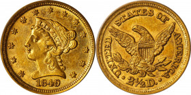 1849-D Liberty Head Quarter Eagle. Winter 11-N. MS-60 (PCGS). CAC.
This special coin offers rare Mint State preservation and almost unheard of origin...
