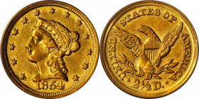 1854-D Liberty Head Quarter Eagle. Winter 18-N, the only known dies. AU-55 (PCGS).
Offered is a very well preserved survivor of this low mintage, key...