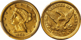 1859-D Liberty Head Quarter Eagle. Winter 22-N, the only known dies. AU-58+ (PCGS).
Nearly Mint State preservation and an impressive provenance set t...