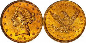 1839-D Liberty Head Half Eagle. Winter 2-A. MS-62 (PCGS).
An extraordinary example of the issue that offers superior technical quality, strong eye ap...
