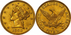 1843-D Liberty Head Half Eagle. Winter 10-G. Medium D. VF-30 (PCGS).
This lot offers budget minded Southern gold enthusiasts and mintmarked type coll...