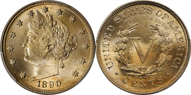 1890 Liberty Head Nickel. MS-67 (PCGS).
This stunning Superb Gem exhibits delic...