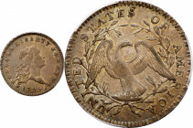 1795 Flowing Hair Half Dollar. O-113a, T-14. Rarity-3. Two Leaves, A/E in STATES. AU-53 (PCGS).
An exceptionally well preserved and uncommonly attrac...