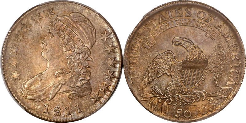 1811/10 Capped Bust Half Dollar. O-101. Rarity-1. Punctuated Date. MS-63 (PCGS)....