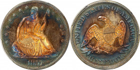 1857 Liberty Seated Half Dollar. Proof-66 (PCGS). CAC.
A glorious Gem example of an elusive early Proof Liberty Seated half dollar issue. Both sides ...