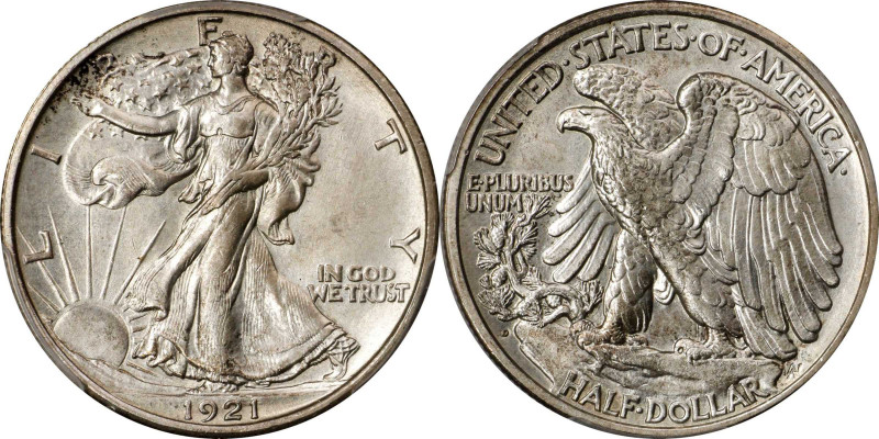 1921-D Walking Liberty Half Dollar. MS-64+ (PCGS). CAC.
This beautiful 1921-D i...