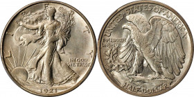 1921-S Walking Liberty Half Dollar. MS-64 (PCGS).
Fully lustrous and close to brilliant, the lovely light golden surfaces of this near-Gem Walking Li...