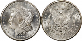 1879-CC Morgan Silver Dollar. Clear CC. MS-64+ (PCGS). CAC.
Bright and brilliant surfaces allow full appreciation of intense satin to modestly semi-r...