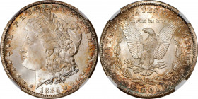 1885-CC Morgan Silver Dollar. MS-67+ (NGC).
This lovely CC-Mint Morgan dollar features obverse and reverse peripheries dressed in iridescent reddish-...
