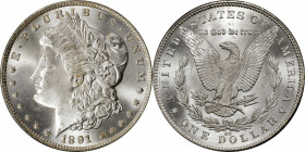 1891-CC Morgan Silver Dollar. VAM-3. Top 100 Variety. Spitting Eagle. MS-66 (PCGS).
This is an exceptionally well preserved, highly attractive exampl...