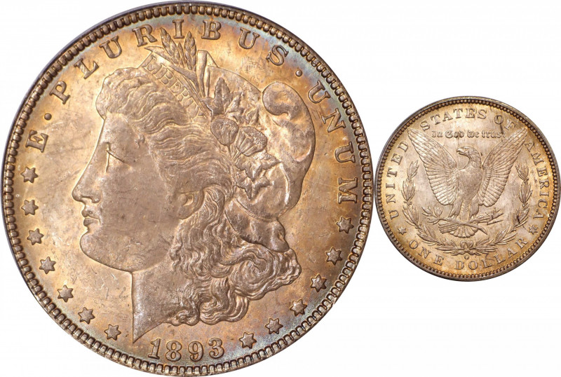 1893-O Morgan Silver Dollar. MS-64 (PCGS).
A remarkable condition rarity to rep...