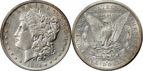 1893-S Morgan Silver Dollar. AU-50 (PCGS).
Brilliant surfaces retain both overall sharp striking detail and much of the original satin luster. A brig...