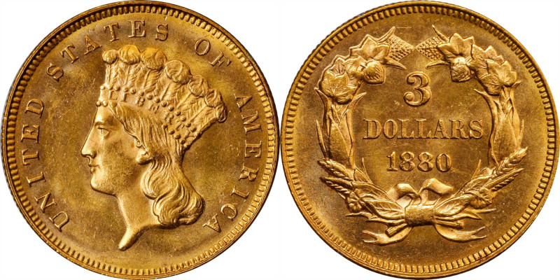 1880 Three-Dollar Gold Piece. MS-63 (PCGS). CAC. OGH--First Generation.
Here is...