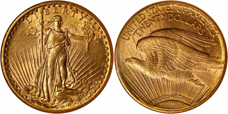 1920-S Saint-Gaudens Double Eagle. AU-58 (NGC).
This is a handsome and inviting...