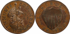 1786 New Jersey Immunis Columbia. Shield Reverse. Maris 3-C, W-5670. Rarity-6+. AU-58+ BN (PCGS).
132.6 grains. 29.0 mm. When this was last sold at p...