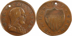 (1786) New Jersey General Washington Copper. Maris 4-C, W-5655, Musante GW-04. Rarity-8-. EF Details--Holed (PCGS).
130.7 grains. 29.1 mm. A perfect ...