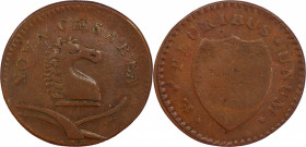 1786 New Jersey Copper. Maris 9-G, W-4737. Rarity-7. No Coulter, Shaggy Dog. VF-30 (PCGS).
129.4 grains. 29.3 mm. Reverse oriented 40 degrees clockwi...