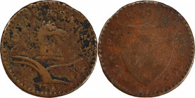 1786 New Jersey Copper. Maris 10-G, W-4740. Rarity-6. No Coulter. Fine Details--Environmental Damage (PCGS).
126.1 grains. 28.3 mm. Medal turn. Acqui...