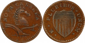 1786 New Jersey Copper. Maris 12-G, W-4790. Rarity-4. No Coulter, Shaggy Mane. EF-45 (PCGS).
152.3 grains. 28.5 mm. Reverse oriented a few degrees co...