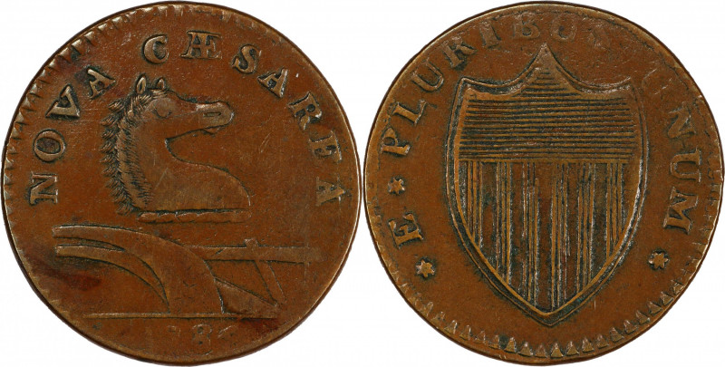 1786 New Jersey Copper. Maris 15-L, W-4820. Rarity-4. Straight Plow Beam, Leanin...