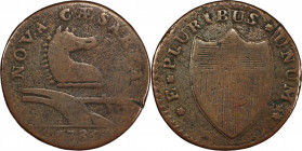 1786 New Jersey Copper. Maris 15-U, W-4830. Rarity-5+. Straight Plow Beam, Leaning Head. VG-8. (PCGS).
127.4 grains. 27.6 mm. Reverse aligned a few d...