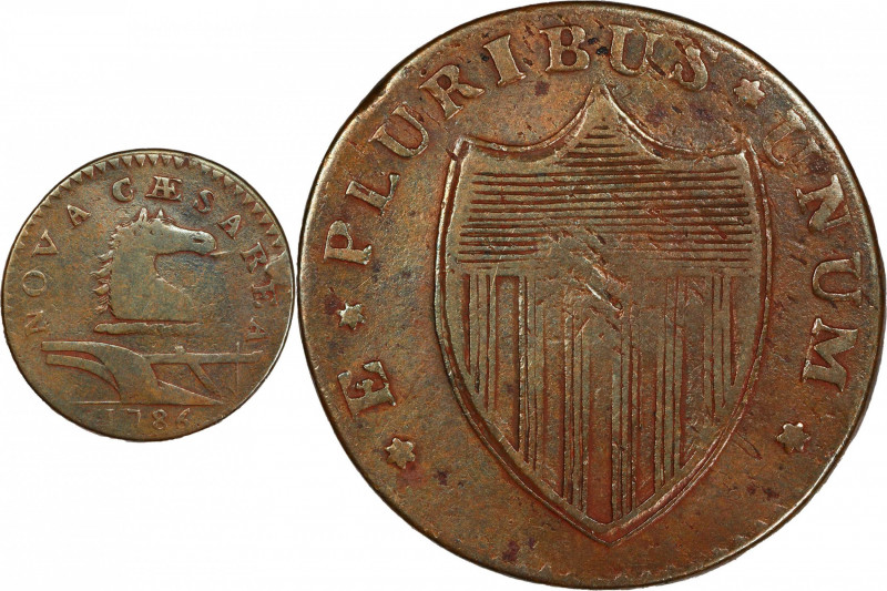 1786 New Jersey Copper. Maris 16-L, W-4840. Rarity-2. Protruding Tongue. VF-20 (...