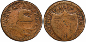 1786 New Jersey Copper. Maris 18-N, W-4895. Rarity-5+. Bridle. VG Details--Scratch (PCGS).
140.6 grains. 28.3 mm. A challenging variety from the famo...