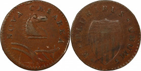 1786 New Jersey Copper. Maris 23-P, W-4940. Rarity-4. Narrow Shield, Curved Plow Beam. EF-45 (PCGS).
149.4 grains. 28.1 mm. A superb example of the d...