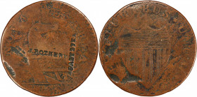 1786 New Jersey Copper. Maris 25-S, W-4980. Rarity-5. Straight Plow Beam, Eye in Neck--Counterstamped J. ROTHERY / CAST STEEL (Brunk R-535)--Good Deta...