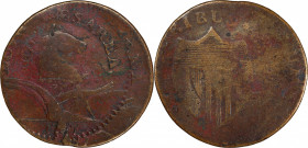 1787 New Jersey Copper. Maris 34-J, W-5115. Rarity-3. Deer Head--Double Struck--Fine-15 (PCGS).
133.2 grains. 31.0 mm. A very impressive double strik...