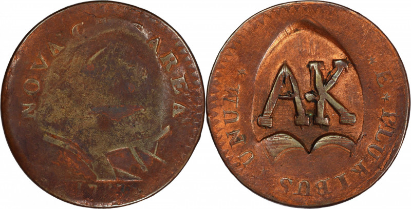 1787 New Jersey Copper. Maris 48-f, W-5270. Rarity-3. Outlined Shield, No Sprig ...