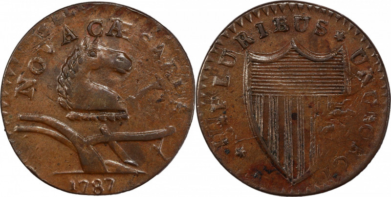 1787 New Jersey Copper. Maris 56-n, W-5310. Rarity-1. Camel Head--Overstruck on ...