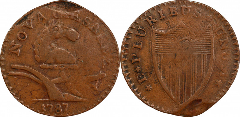 1787 New Jersey Copper. Maris 56-n, W-5310. Rarity-1. Camel Head--Overstruck on ...