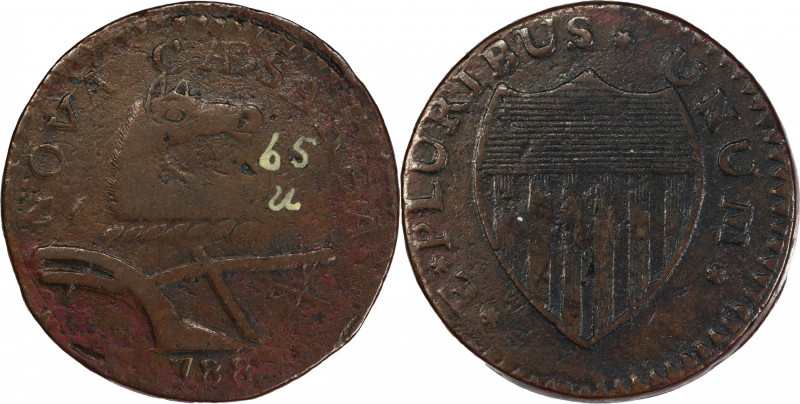 1788 New Jersey Copper. Maris 65-u, W-5495. Rarity-3. Head Right. VF-20 (PCGS)....