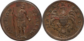 1787 Massachusetts Half Cent. Ryder 4-C, W-5940. Rarity-2. MS-63 BN (PCGS).
65.8 grains. A remarkably well struck example from a relatively early sta...