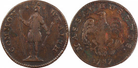 1787 Massachusetts Cent. Ryder 8-G, W-6160. Rarity-6+. Arrows in Left Talon. VF-25 (PCGS).
A serious rarity among Massachusetts cent varieties with j...
