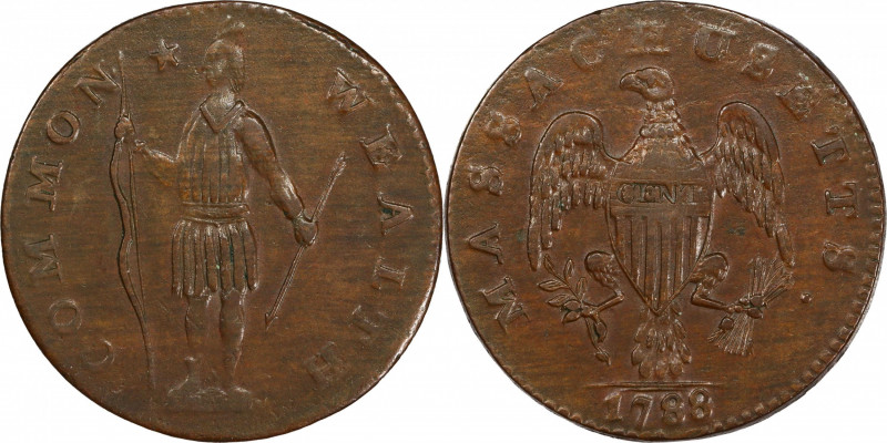 1788 Massachusetts Cent. Ryder 3-E, W-6220. Rarity-4. Period After MASSACHUSETTS...