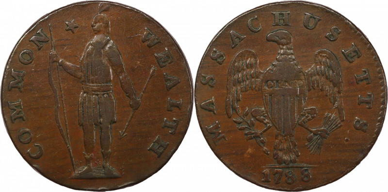 1788 Massachusetts Cent. Ryder 4-G, W-6230. Rarity-4. Period After MASSACHUSETTS...