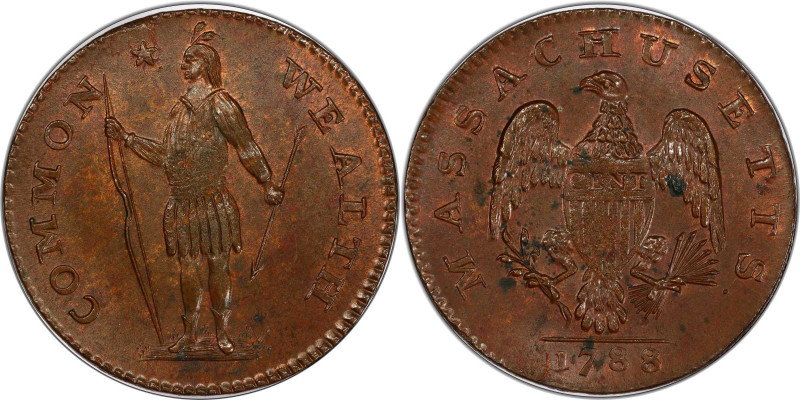 1788 Massachusetts Cent. Ryder 9-M, W-6270. Rarity-5+. Period After MASSACHUSETT...