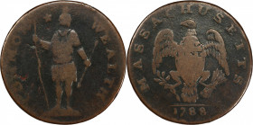1788 Massachusetts Cent. Ryder 12-H, W-6320. Rarity-7-. Period After MASSACHUSETTS. Good-4 (PCGS).
149.0 grains. Smooth, glossy, problem-free surface...
