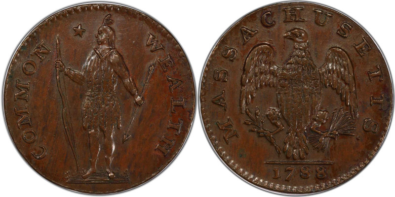 1788 Massachusetts Cent. Ryder 16-M, W-6410. Rarity-5. Period After MASSACHUSETT...