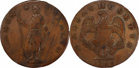 1788 Massachusetts Cent. Ryder 17-I, W-6420. Rarity-7-. Bowed Head, Period After MASSACHUSETTS. VF-20 (PCGS).
An exciting offering for the advanced c...