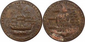 "1778-1779" (ca. 1780) Rhode Island Ship Medal. Betts-563, W-1740. Wreath Below Ship. Brass. Unc Details--Environmental Damage (PCGS).
198.1 grains. ...