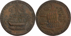 "1778-1779" (ca. 1780) Rhode Island Ship Medal. Betts-562, W-1730. Without Wreath Below Ship. Brass. AU Details--Environmental Damage (PCGS).
160.3 g...