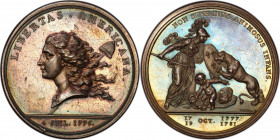 "1781" (1783) Libertas Americana Medal. Original. Paris Mint. By Augustin Dupre. Adams-Bentley 15, Betts-615. Silver. MS-62 (PCGS).
839.2 grains. 47....