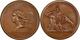 "1781" (1783) Libertas Americana Medal. Original. Paris Mint. By Augustin Dupre. Adams-Bentley 15, Betts-615. Copper. MS-63+ BN (PCGS).
47.7 mm. Ther...