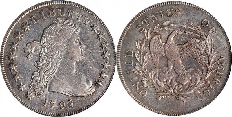 1795 Draped Bust Silver Dollar. BB-52, B-15. Rarity-2. Centered Bust. EF-40 (PCG...