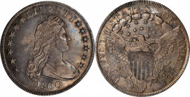 1800 Draped Bust Silver Dollar. BB-186, B-4a. Rarity-4. EF-45 (ANACS). OH.
Visible die flaws at ES of STATES confirm the reverse die, which was emplo...