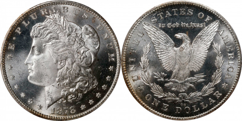 1878-CC Morgan Silver Dollar. MS-65+ (PCGS). CAC.
A satiny and boldly lustrous ...